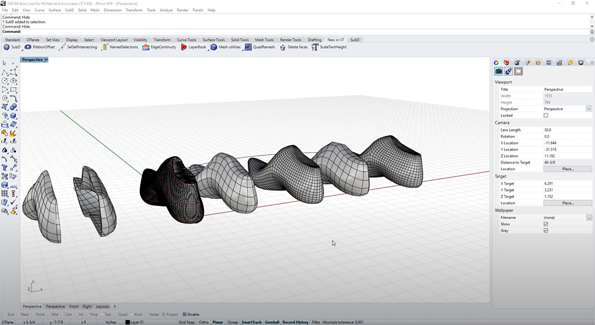 Modélisation 3D de pieds sous Rhino 7